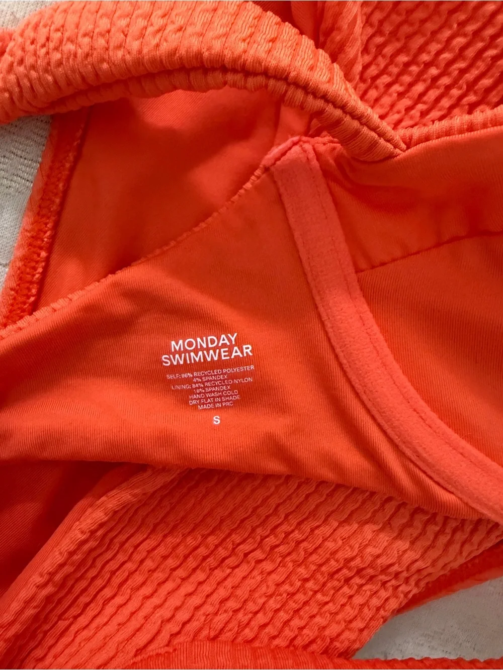 Monday Swimwear Bright Orange Ribbed Underwire Bikini